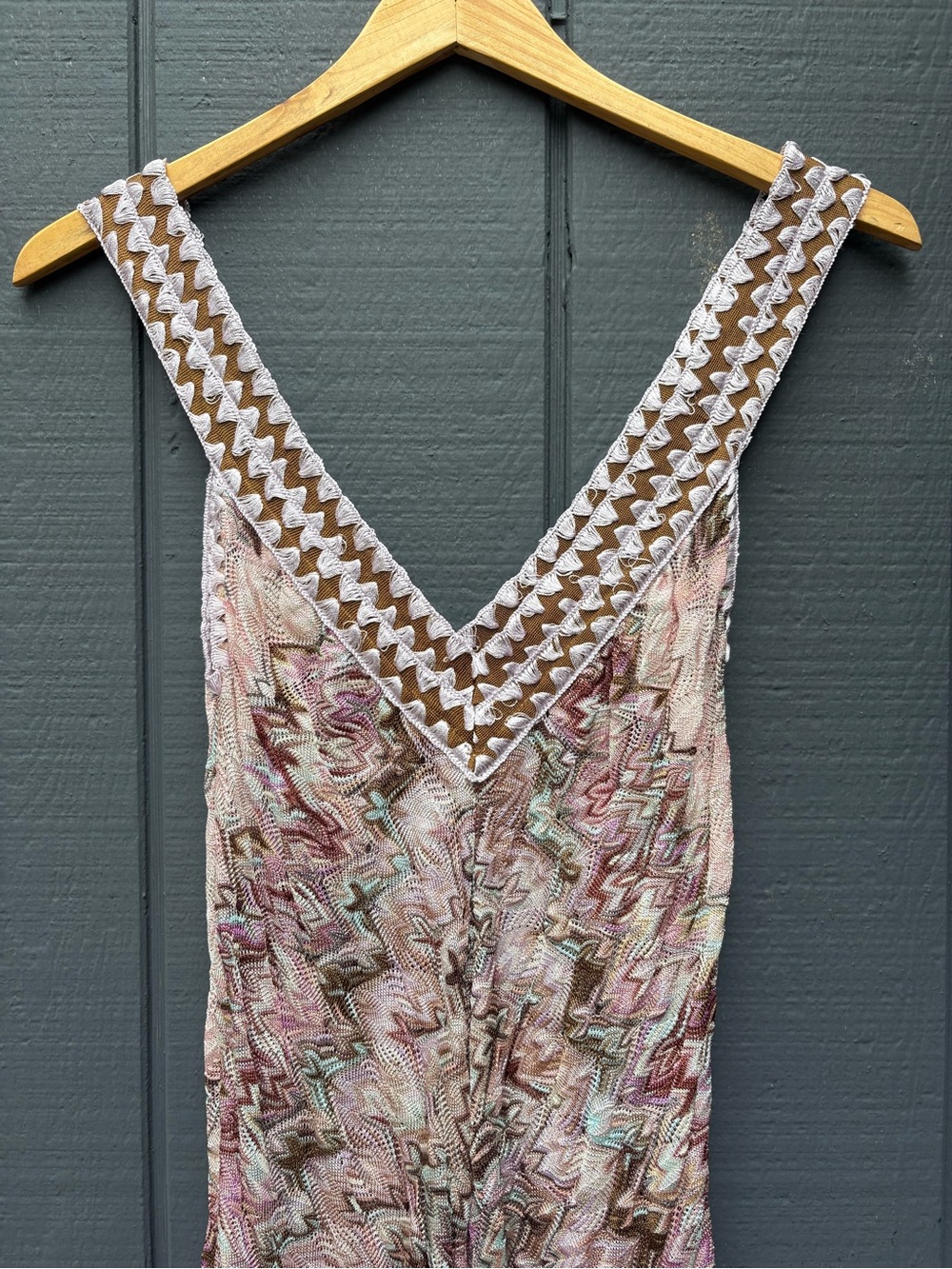 Missoni Sleeveless V-Neck Pastel Zigzag Mini Dress Sz 40 - Picture 2 of 7